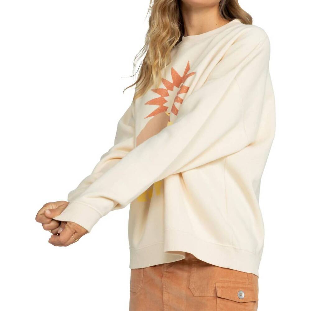 NEW ROXY lineup oversized crew sweatshirt in parchment - Picture 3 of 4